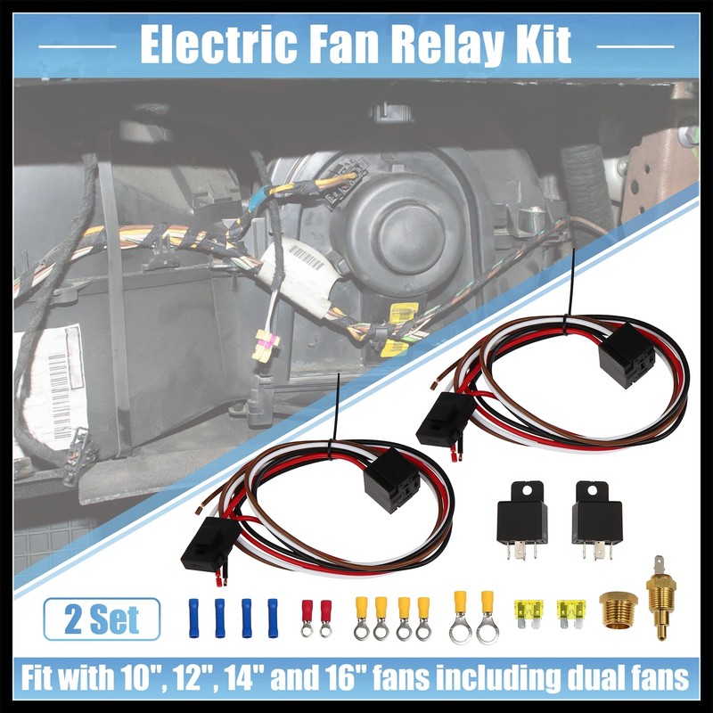Hihaha 2 Electric Fan Relay Kit with Temperature Switc 185