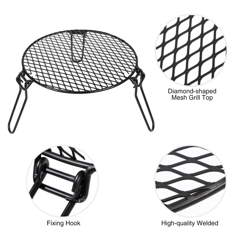 REDCAMP Folding Campfire Grill Grate Top for Solo Stove Bonfire,