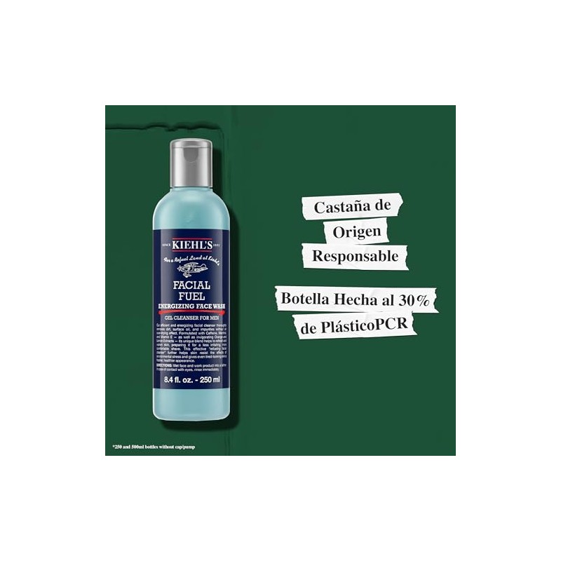 Kiehl Facial Fuel Energizing Face Wash Gel Limpiador Hombre Refrescante