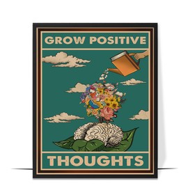 LOLUIS Mental Health Gifts, Vintage Positive Affirmations Artwork Poster Aesthetic Decorations (Unframed 8"x10", Grow Positive Thoughts)
