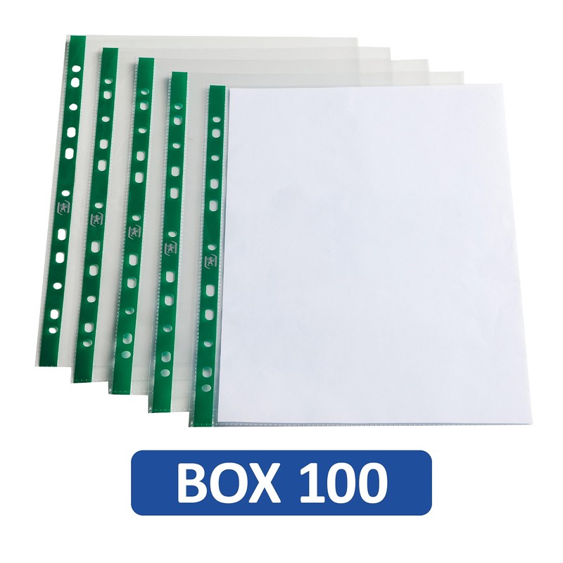 Oxford Heavy Duty Punched Poly Pockets, Clear, Box of 100