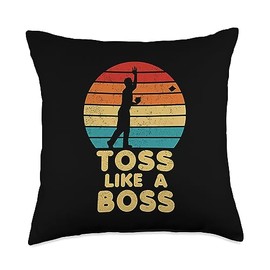 Cornhole Vibes Like A Boss Cornhole Bean Bag Toss Player Retro Style Throw Pillow, 18x18, Multicolor