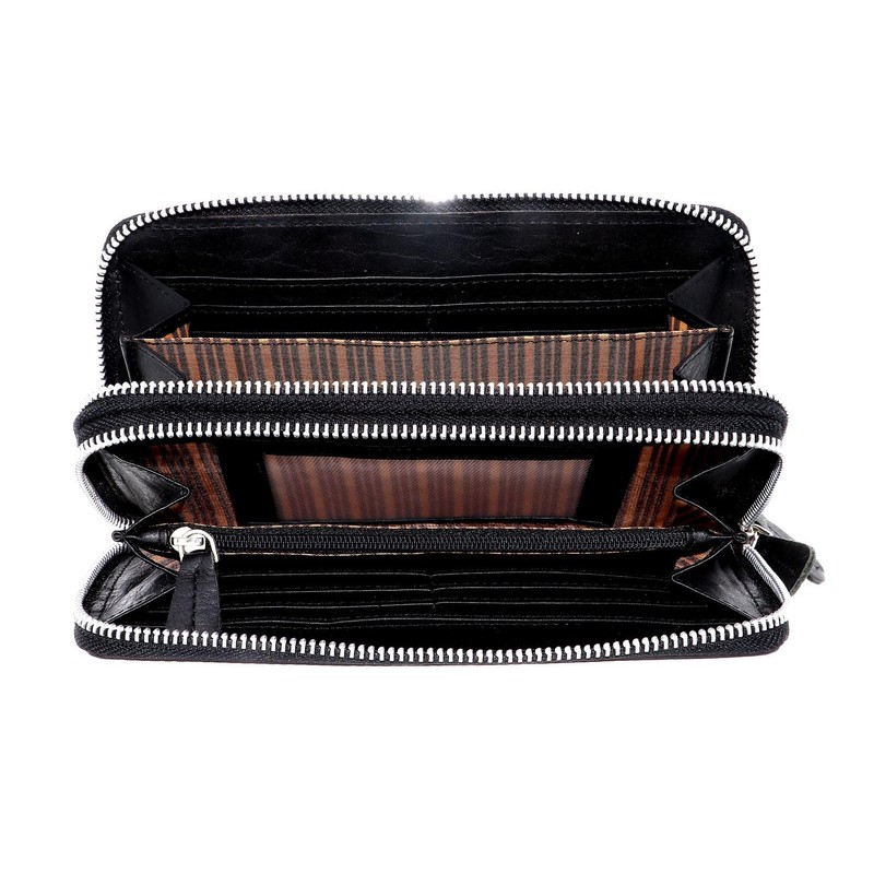 bruno banani New York Double Zip Around Wallet Black, black