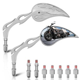 Motorcycle Mirrors for Handlebars - Chrome CNC Adjustable Motorcycle Rearview Mirrors for Harley Street Glide Electra Glide Sportster XL 883 1200 Road King V-Rod Softail Dyna 1982-2024