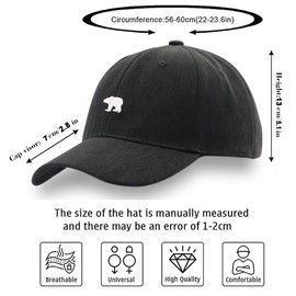 Himozoo Women Mens Polar Bear Embroidery Baseball Cap Unstructured Soft Vintage 100% Cotton Dad Truck Hat Outdoor (Black)