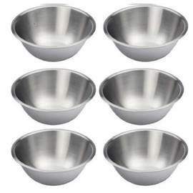 Set of 6 - Stainless Steel Mixing Bowls - 6.5" Wide - Flat Bottom and Rim