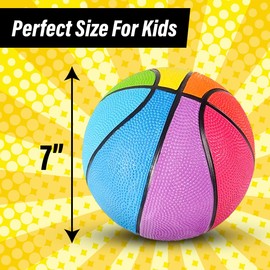Bottles N Bags Mini Basketball (5 Pack) Small Basketball for Kids, 7 inch Basketball - Indoor Outdoor Game Balls Free Pump Include (Multi Color)