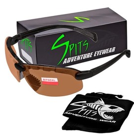 Spits Eyewear Top Or Bottom Bifocal Safety Glasses (Frame Color: Matte Black, Magnifier: 2.25 Bottom Bronze Orange)