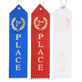PATIKIL Award Ribbons, 36 Pcs 1st 2nd 3rd Place Prize Medal Ribbon with Event Card & Rope for Sports Events Competitions Challenges Prize Ornaments, Blue/Red/White