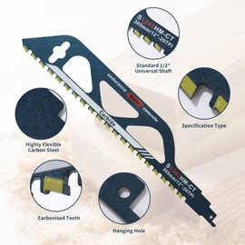 Reciprocating Saw Blades, 305 mm Saw Blades, Reciprocating Saw Blades Stone, Sabre Saw Blade Carbide, Suitable for Cutting Stone, Wood, Bricks and Concrete (S1243HM)