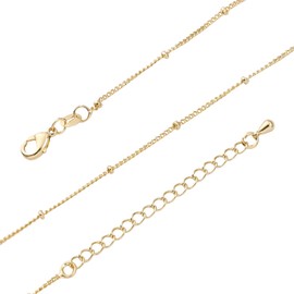 BEADIA - Collar de cadenas O bañadas en oro de 2 mm con abalorio de 50 mm, 4 piezas con cierre de langosta para hacer joyas