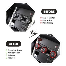 YIWANG Aluminum Alloy Car Interior Decorations Audio and Air Conditioning Knobs Trim for Land Rover Range Rover Evoque 2012-2018 Accessories (Red)