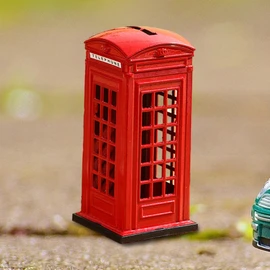 Vaveren Telephone Booth Piggy Bank Money Bank Creative Collectible Lovely,Zinc Alloy,Phone Booth Saving Pot Ornament for Money Saving