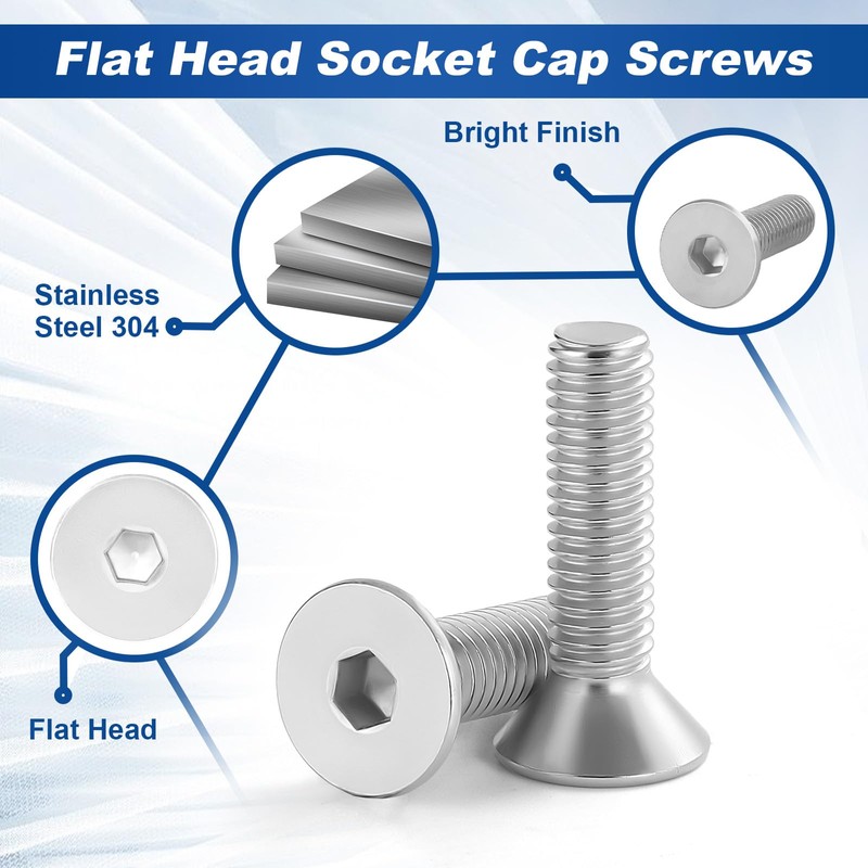 1/4-20 x 1/2" Flat Head Socket Cap Screws Countersunk Bolts,