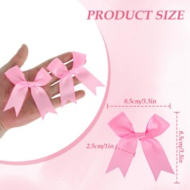 L0famy 50Pcs Pink Gift Wrap Bow, 3.3 Inch Elegant Bow, Pre-Tied Pink Bow, Bow for Gift Wrapping, for DIY Sewing Crafts Gift Wrapping Wedding Birthday Christmas Party Scrapbooking Decorations