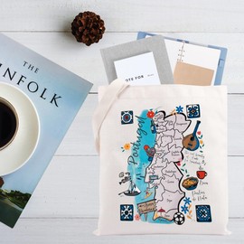 CMNIM Portugal Gifts for Women Portugal Tote Bag Portugal Lisbon Travel Gifts Portuguese Gifts Portugal Grocery Shoulder Bags(Portugal TB)