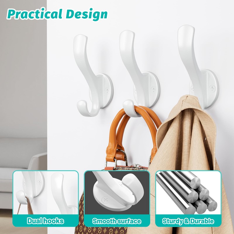 Ruiziiz Coat Hooks Heavy Duty - Easy to Install Metal