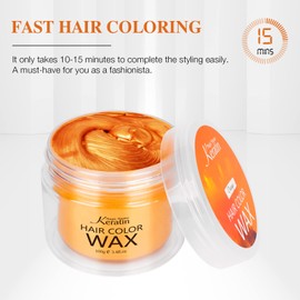 Hair Colour Wax, Magic Master Keratin Temporary Hairstyle Cream Instant Coloured Clay for Men and Women Party, Festival, Cosplay (Orange)