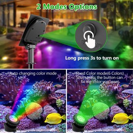 T-SUN Solar Pond Lights, RGB Underwater Spot Light Set of 3 Lights 6 LEDs Landscape Spotlight Underwater Lights IP68 Waterproof Amphibious Light for Fish Tank Garden Yard Pool Fountain Pond Waterfall
