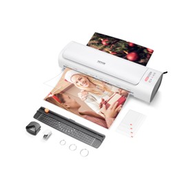 VEVOR Laminator Machine, Cold and Hot Laminator for Max A3 Paper Size, 1 min Quick Warm Thermal Laminator, 3-5 mil Thickness, Ideal for Home, Office, Business, or School Supplies, White + Grey