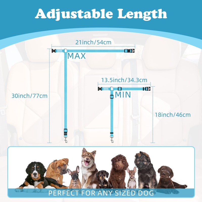 BWOGUE Pet Dog Cat Seat Belts, Car Headrest Restraint Adjustable