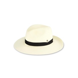 Coolibar UPF 50+ Men's Women's Peyton Lightweight Fedora - Sun Protective (Large/X-Large- Ivory/Black)