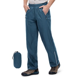 Outdoor Ventures Men's Packable Rain Pants Lightweight Waterproof Rain Overall Pants for Hiking Fishig Golf Blue
