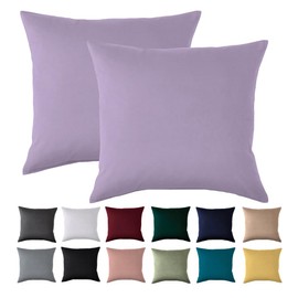 Cushion Cover 40 x 40 cm, Set of 2 - Pillowcase 40 x 40 cm Lavender for Pillows, 100% Microfibre Cushion Cover, Non-Iron and Wrinkle-Free with Zip