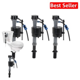 High Performance Toilet Fill Valve Set – 3 Universal Units with Dual Ports
