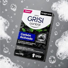 Jabón Facial Grisi Control Carbón Activado 100 g. - Para Piel Grasa, Mixta o Con Acné, Remueve Impurezas, Barros y Espinillas, Hipoalergénico de Limpieza Profunda y Suave