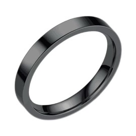 Stackable Stainless Steel High Polished Wedding Band Classical Ring (Black, 7#)