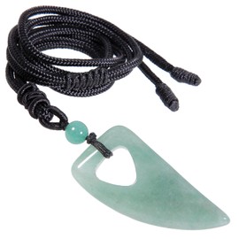 mookaitedecor Green Aventurine Crystal Wolf Tooth Pendant Necklace for Men Women, Reiki Healing Crystal Norse Viking Necklace Jewellery Gift for Father Boy Men Amulet Semi Precious Stone Necklace