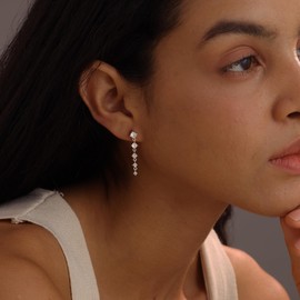 SFLFROSE Silver Earrings for Women,Dainty Dangle Earrings Silver Plated Cute Earrings for Women Trendy Silver Drop Earrings Simple Cubic Zirconia Stud Earrings Hypoallergenic Dangle Earrings Jewelry