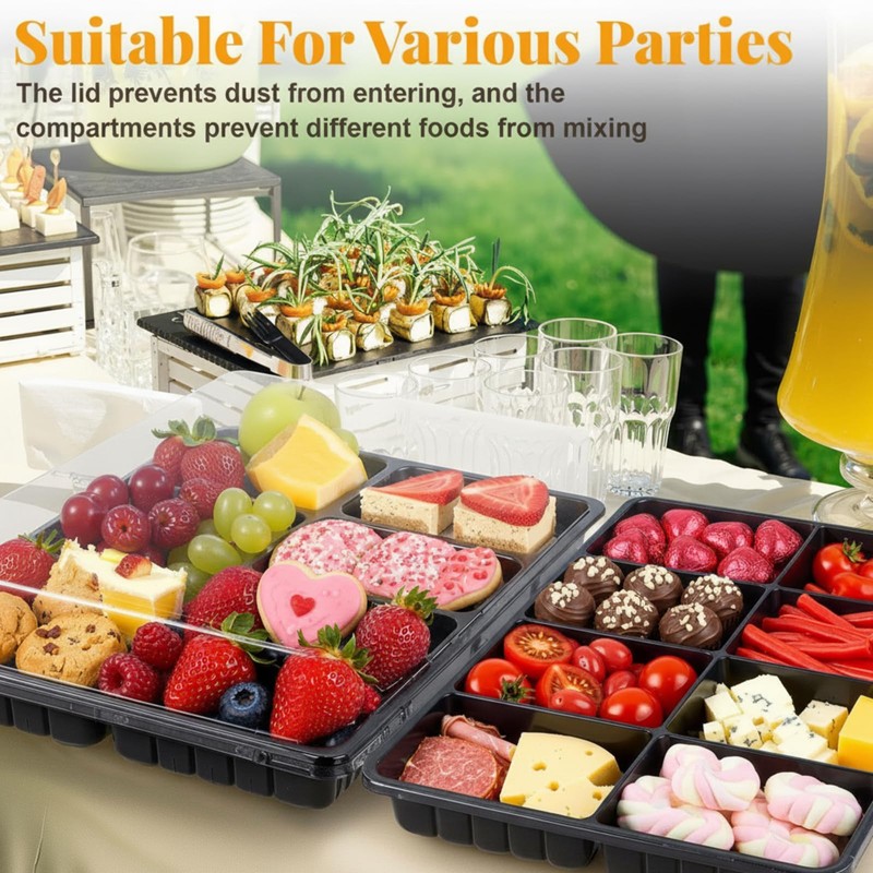 Shellwei 5 Pack 8 Compartments Divided Charcuterie Board with Lid