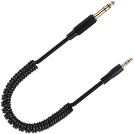 tunghey Coiled 1/8" to 1/4" Stereo Audio Cable, 3.5mm(1/8 inch) TRS Male to 6.35mm (1/4 inch) TRS Male Audio Coiled Cable for Amplifier, Speaker,Guitar 0.8M
