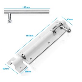 TERF® Heavy Duty Tower Door Bolt Barrel Slide Lock Bolt White 150mm [6''] Door Latch with Screws Ideal for Internal External Strong Doors Locks for Garage Shed Garden Gate and Multi Use - Pack of 2