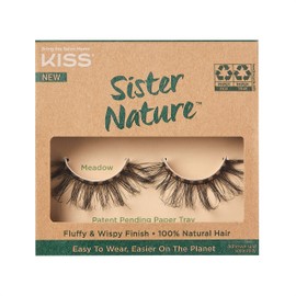 KISS Sister Nature Collection 1 Pair Meadow Eyelashes 100% Natural Hair Soft and Voluminous False Eyelashes Easy to Wear and Eco-Friendly Packaging Includes Eyelash Glue