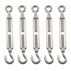 M6 Turnbuckle 304 Stainless Steel Turnbuckle Hook And Eye Turnbuckle Wire Rope Tension Pack Of 5