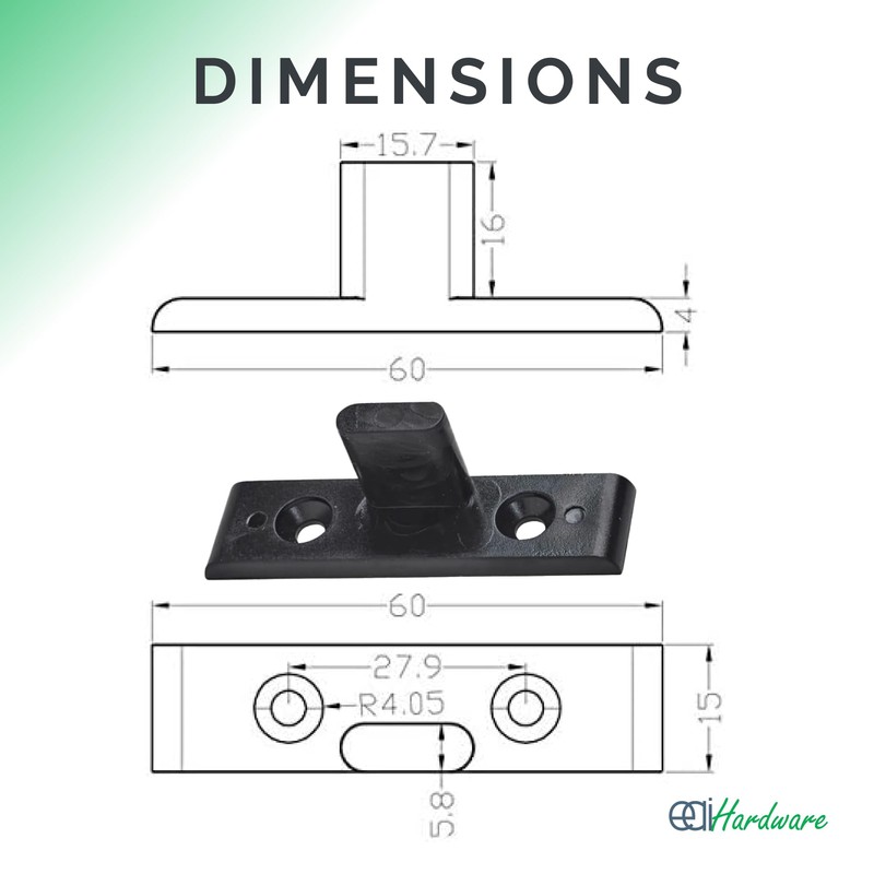 EAI Keku EH Drop On, Hook & Push Plinth Fastener