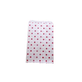 50 Qty 4" x 6" Decorative Flat Paper Gift Bags - Red Polka-Dot on White Bags - for Sales/Treats/Parties Cookies/Gifts - N'icePackaging