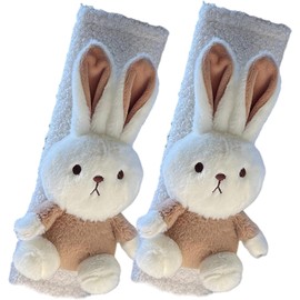 2 fundas para cinturón de seguridad de conejito dibujos animados invierno para niños, cojín suave y esponjoso para cinturón seguridad para cochecito bebé, protector cómodo para corre