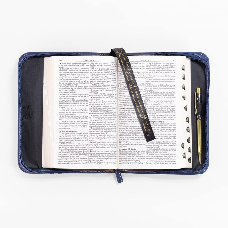 Flying Eagle Be Strong Take Heart Navy Blue Medium Faux