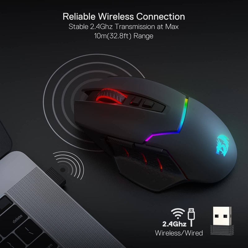Redragon M690 PRO Wireless Gaming Mouse, 8000 DPI Wired/Wireless Gamer
