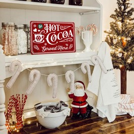 ALREAR Christmas Signs Hot Cocoa Coffee Bar Decor Vintage Christmas Decorations Coffee Station Decor Candy Bar Sign Home Wall Art Kitchen Metal Sign Tin Sign 12x8 Inch
