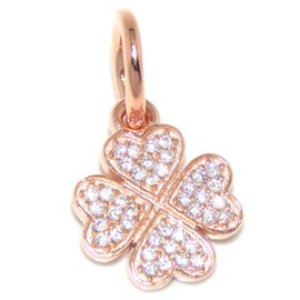 ICYROSE Solid 925 Sterling Silver Dangling Copper-colored Shamrock with Clear Crystals Charm Bead for European Snake Chain Bracelets