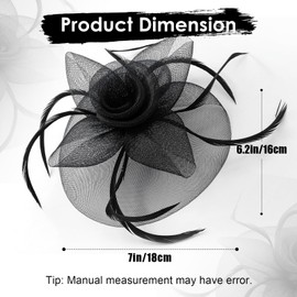 WATAME Fascinators for Women Girls Derby Hats Feather Flower Ribbons Fascinator Headband Wedding Cocktail Tea Party Hats (US, Alpha, One Size, Black)