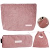 3 Pcs Cosmetic Bag, Valentines Day Pink Makeup Bag, Corduroy
