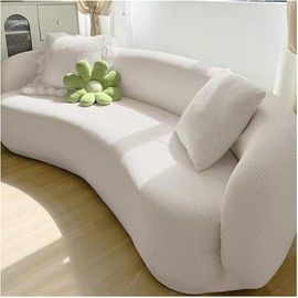 Stretch Semi Circle Curved Couch Slipcover, Shaped Semi-Circular Curved Sofa Cover for Living Room, Washable Sectional Couch Slipcover(#1,1 seat [37-57 in])