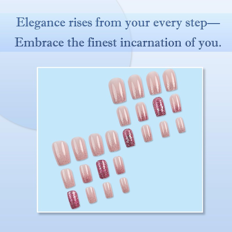 24 Pcs Dreamy Maiden Short Press-On Nails – Eco-Friendly Soft-Gel