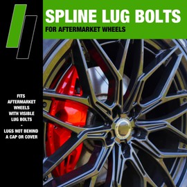 DPAccessories Lug Bolts Compatible with 1999-2005 Volkswagen Jetta | Black Spline Style | for Aftermarket Aluminum Wheels Only | Set of 20 Wheel Bolts & 1 Tool | DVWJET04A-BK/1